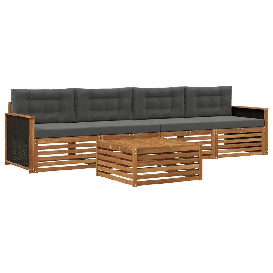 Ensemble de canapés d'extérieur 5 pcs Naturel et Anthracite - 2