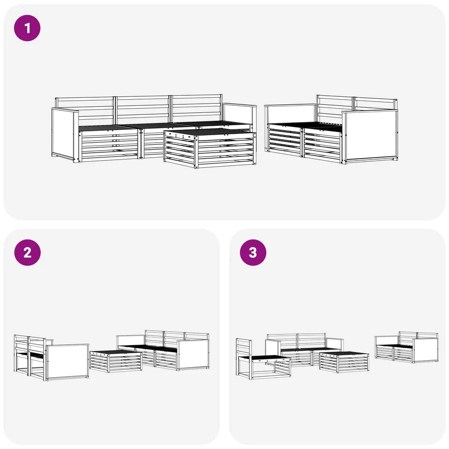 Ensemble de canapés d'extérieur 6 pcs Naturel - 7