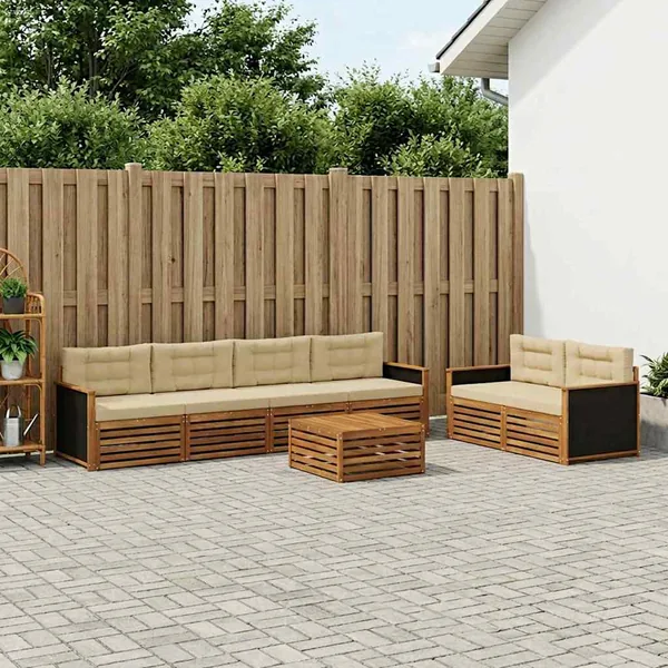 Ensemble de canapés d'extérieur 7 pcs Naturel et Beige