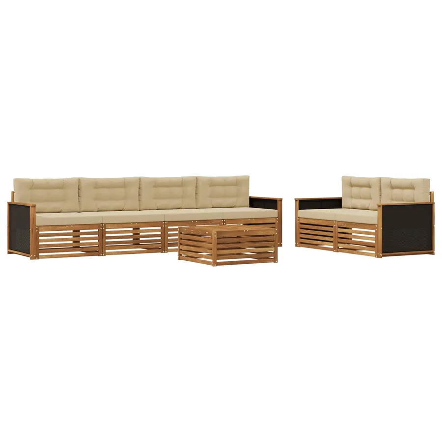 Ensemble de canapés d'extérieur 7 pcs Naturel et Beige - 2