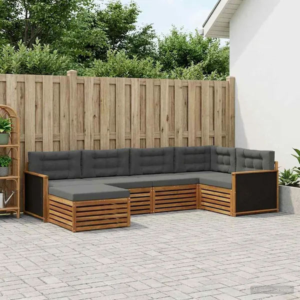Ensemble de canapés d'extérieur 6 pcs Naturel et Anthracite
