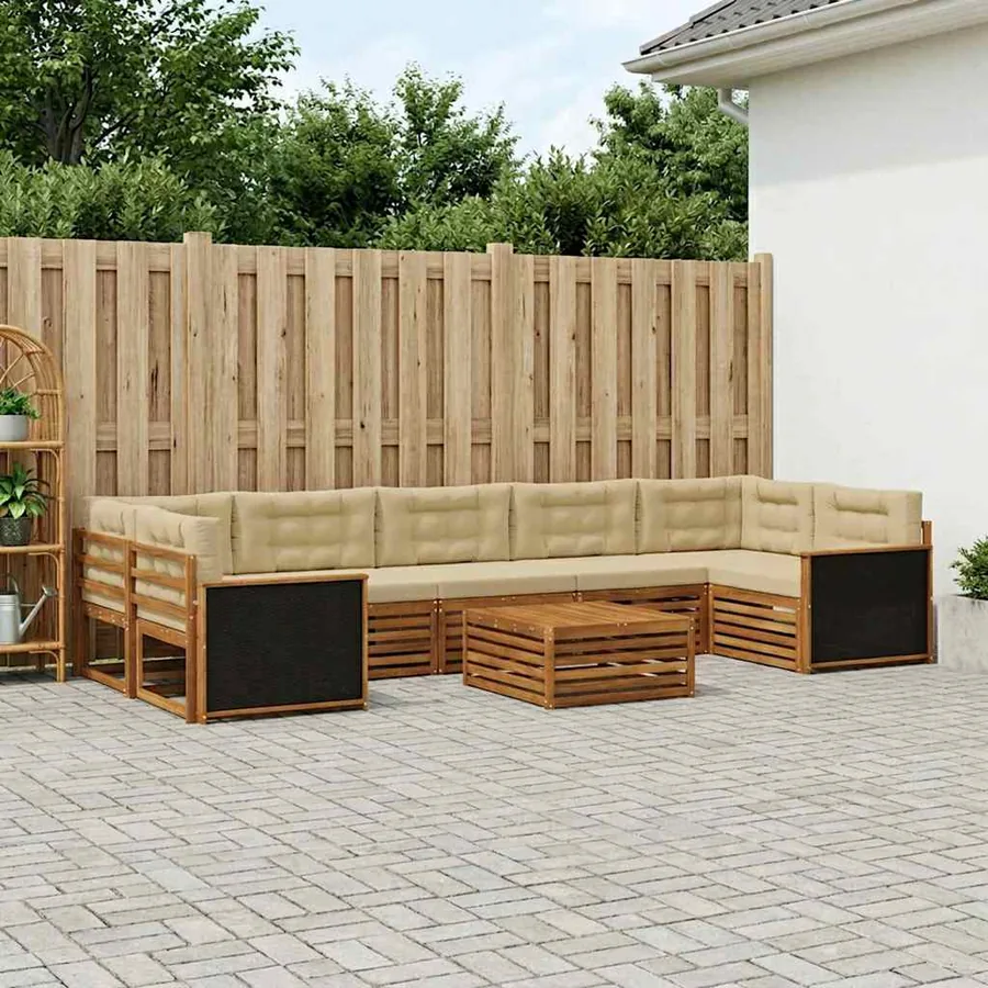 Ensemble de canapés d'extérieur 8 pcs Naturel et Beige