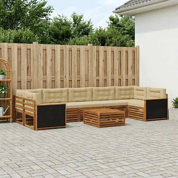 Ensemble de canapés d'extérieur 8 pcs Naturel et Beige
