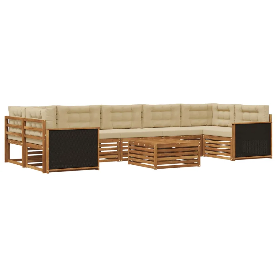 Ensemble de canapés d'extérieur 8 pcs Naturel et Beige - 2