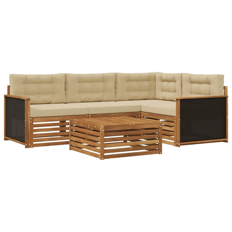 Ensemble de canapés d'extérieur 5 pcs Naturel et Beige - 2