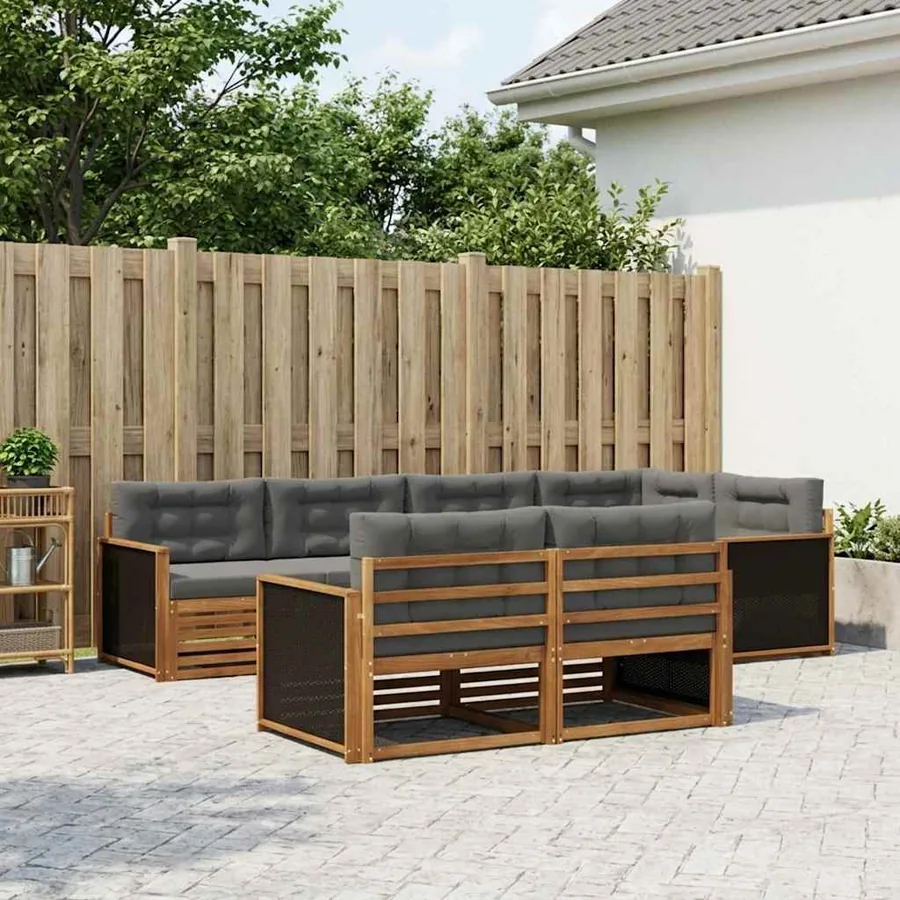 Ensemble de canapés d'extérieur 7 pcs Naturel et Anthracite
