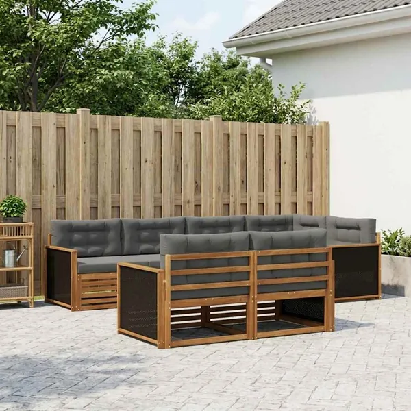 Ensemble de canapés d'extérieur 7 pcs Naturel et Anthracite