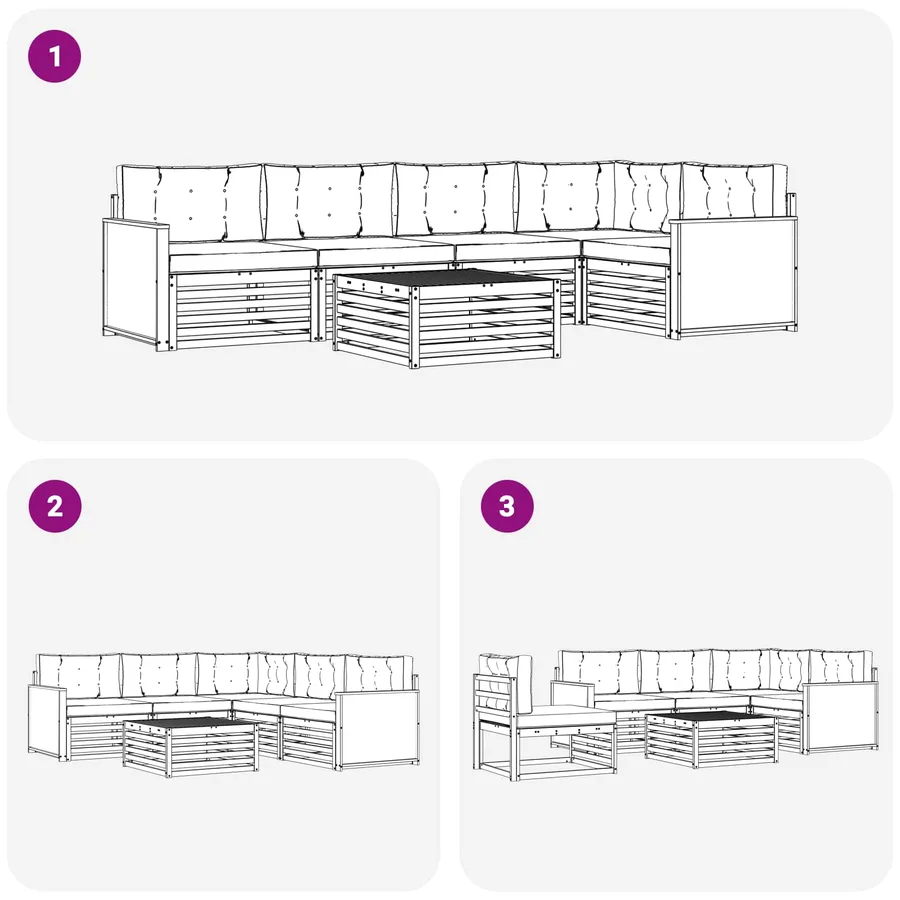 Ensemble de canapés d'extérieur 6 pcs Naturel et Anthracite - 7