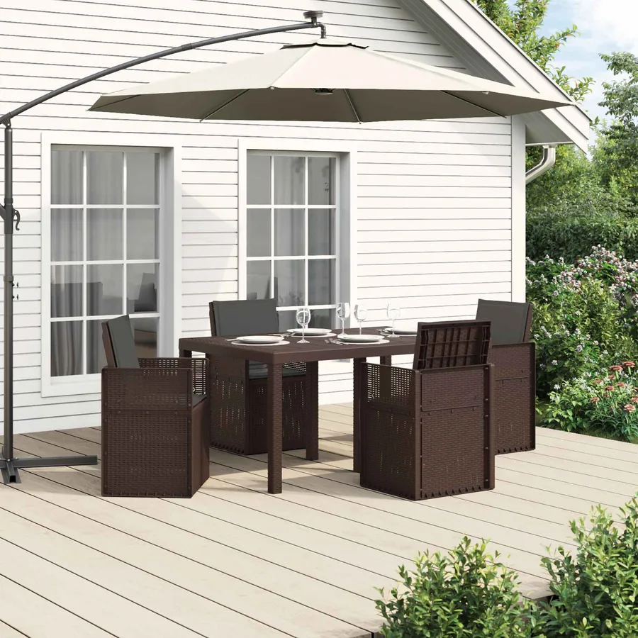 Ensemble de salle à manger pour jardin avec coussin 5 pcs PP