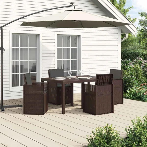 Ensemble de salle à manger pour jardin avec coussin 5 pcs PP