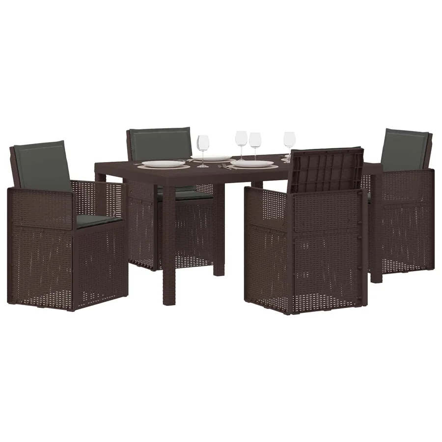 Ensemble de salle à manger pour jardin avec coussin 5 pcs PP - 3