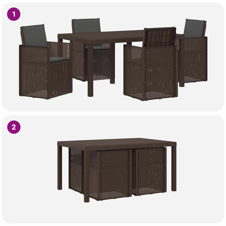 Ensemble de salle à manger pour jardin avec coussin 5 pcs PP - 8