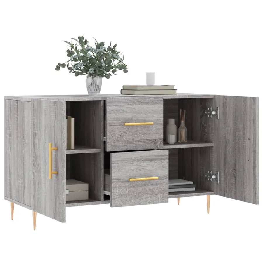Buffet sonoma gris 100x36x60 cm bois d'ingénierie - 4