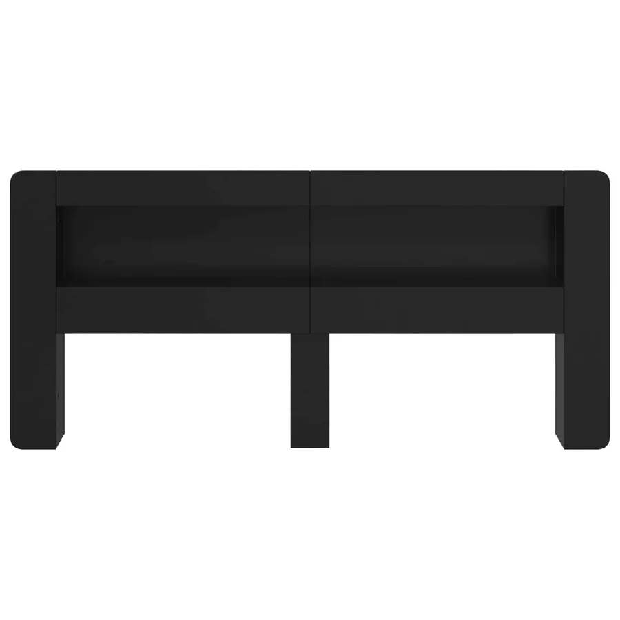 Cabinet de Tête de Lit avec stockage Noir Bois d’ingénierie - 5