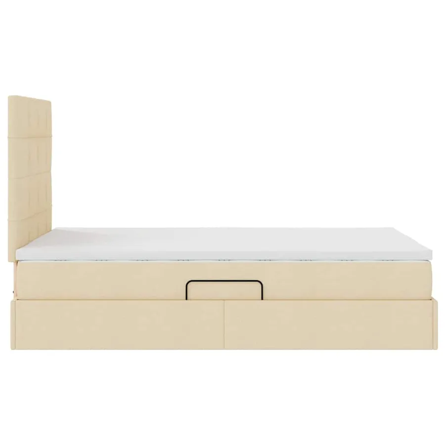 Lit de rangement LED avec matelas Crème 120 x 190 cm Tissu - 11