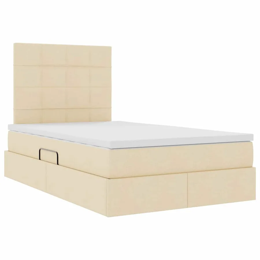 Lit de rangement LED avec matelas Crème 120 x 190 cm Tissu - 6