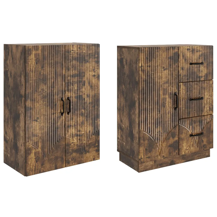 Ensemble de Meubles 2 pcs Chêne fumé Bois d'ingénierie - 4