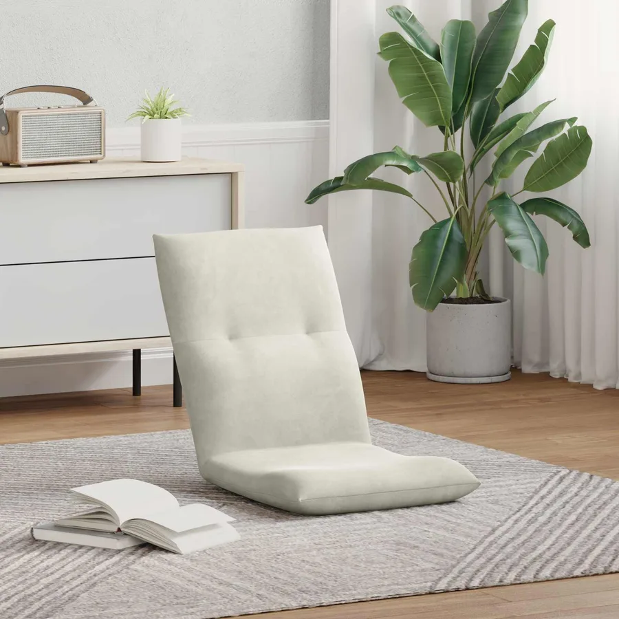 Fauteuil de sol ajustable Crème Velours - 3