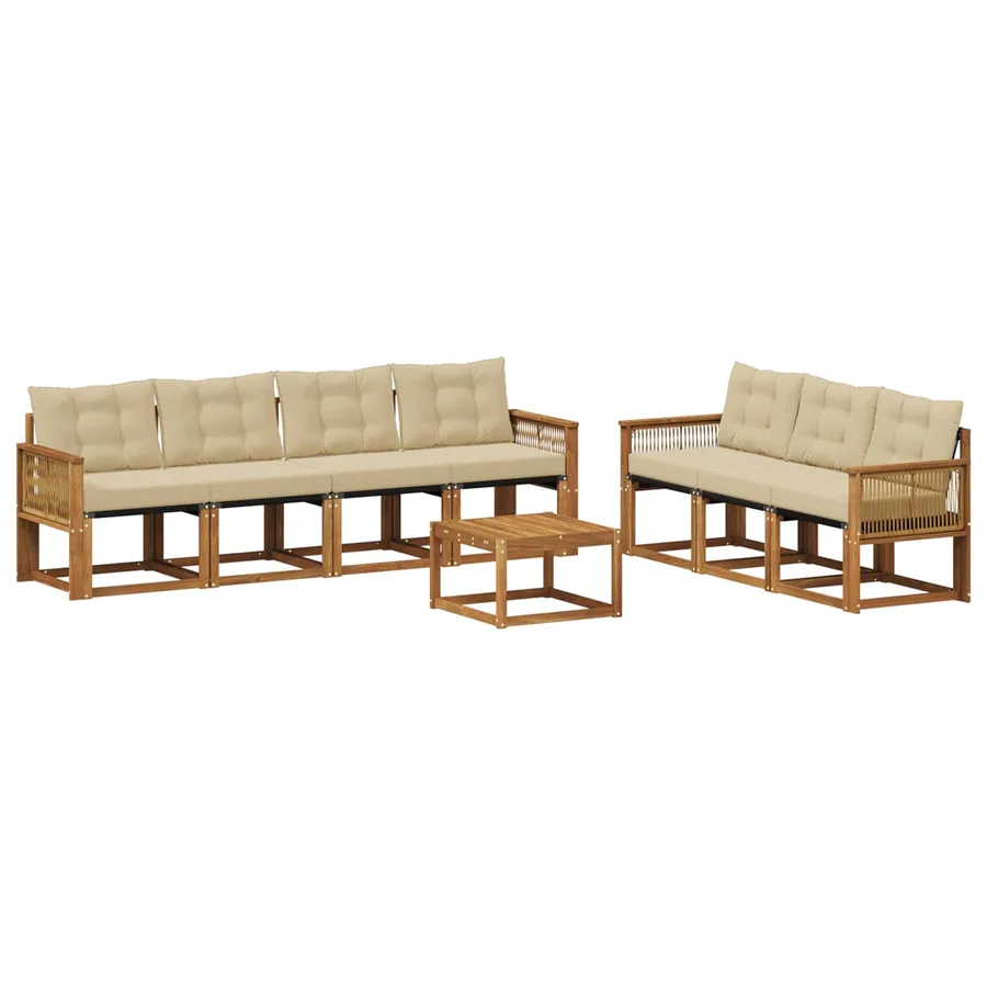 Ensemble de canapés d'extérieur 8 pcs Naturel et Beige - 2