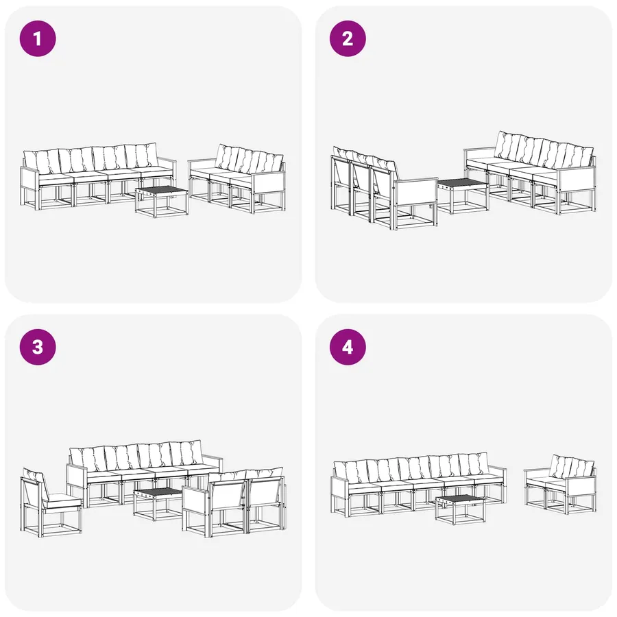 Ensemble de canapés d'extérieur 8 pcs Naturel et Beige - 7