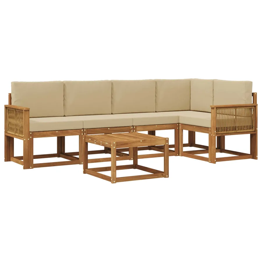 Ensemble de canapés d'extérieur 6 pcs Naturel et Beige - 2