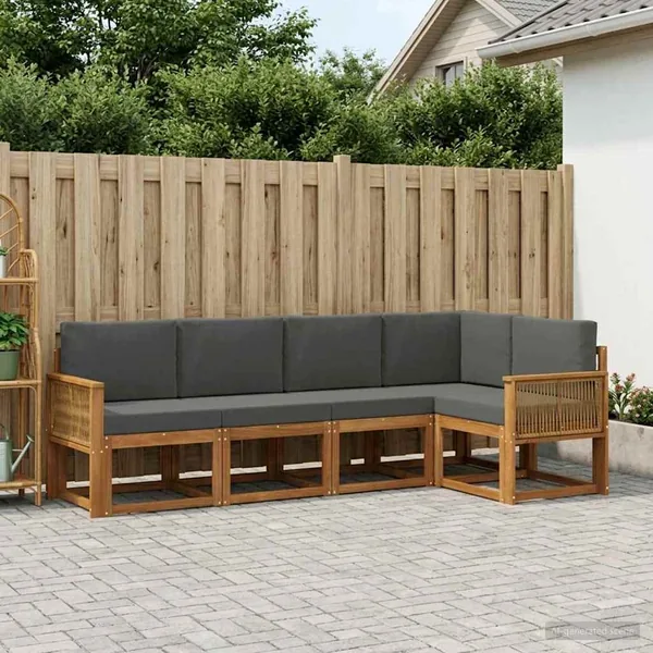 Ensemble de canapés d'extérieur 5 pcs Naturel et Anthracite