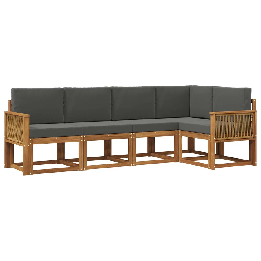 Ensemble de canapés d'extérieur 5 pcs Naturel et Anthracite - 2