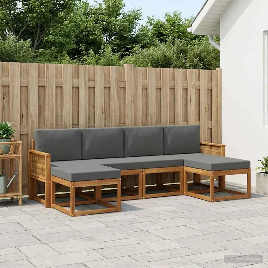 Ensemble de canapés d'extérieur 6 pcs Naturel et Anthracite