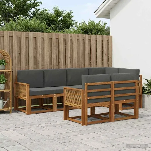 Ensemble de canapés d'extérieur 7 pcs Naturel et Anthracite