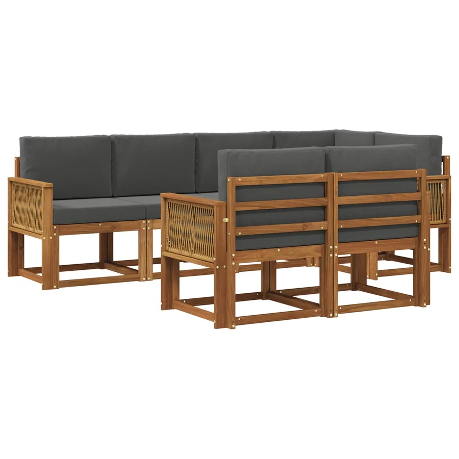 Ensemble de canapés d'extérieur 7 pcs Naturel et Anthracite - 2