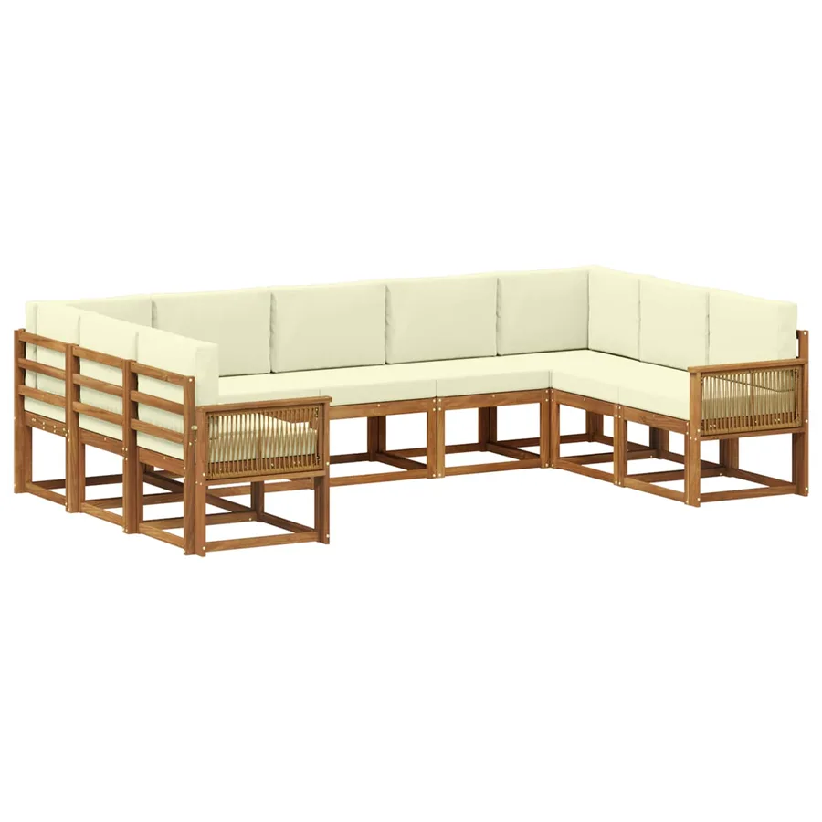 Ensemble de canapés d'extérieur 9 pcs Naturel et Crème - 2