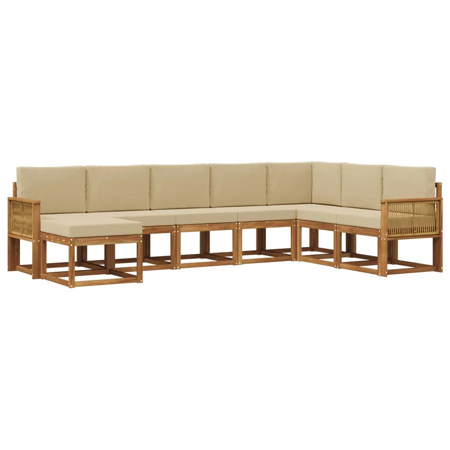 Ensemble de canapés d'extérieur 8 pcs Naturel et Beige - 2