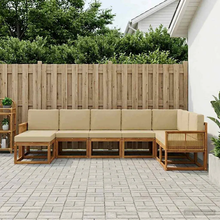 Ensemble de canapés d'extérieur 8 pcs Naturel et Beige - 3