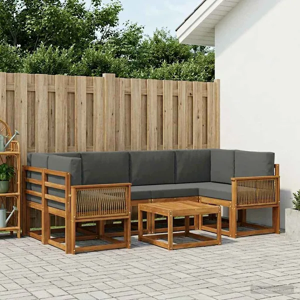 Ensemble de canapés d'extérieur 7 pcs Naturel et Anthracite