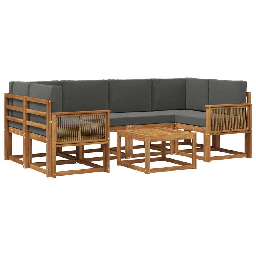 Ensemble de canapés d'extérieur 7 pcs Naturel et Anthracite - 2