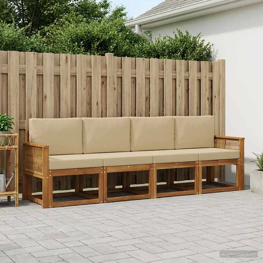 Ensemble de canapés d'extérieur 5 pcs Naturel et Beige