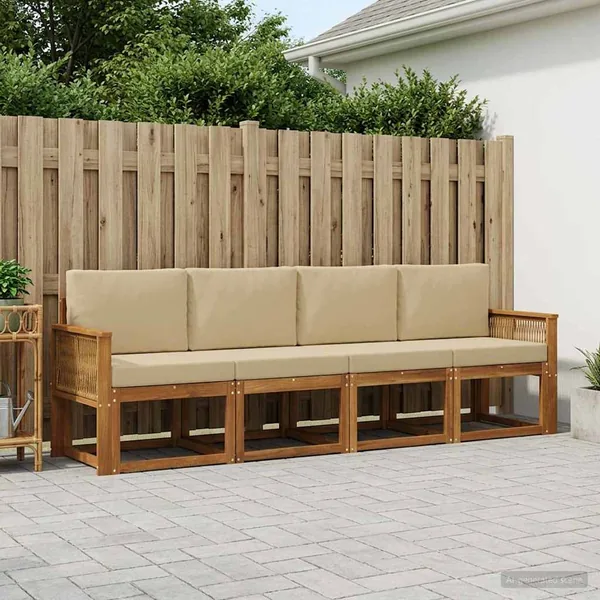 Ensemble de canapés d'extérieur 5 pcs Naturel et Beige