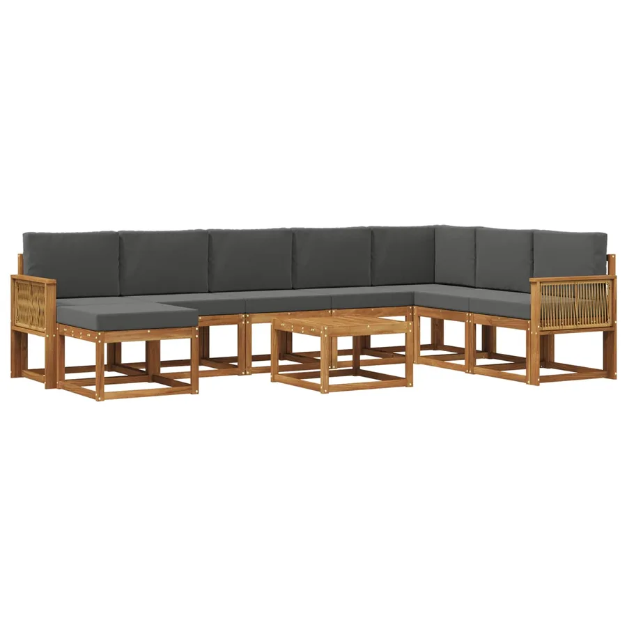Ensemble de canapés d'extérieur 9 pcs Naturel et Anthracite - 2