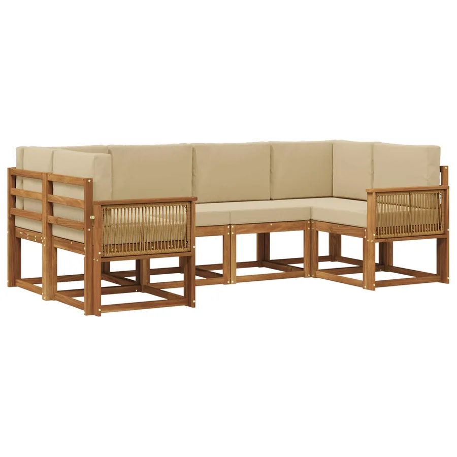 Ensemble de canapés d'extérieur 6 pcs Naturel et Beige - 2