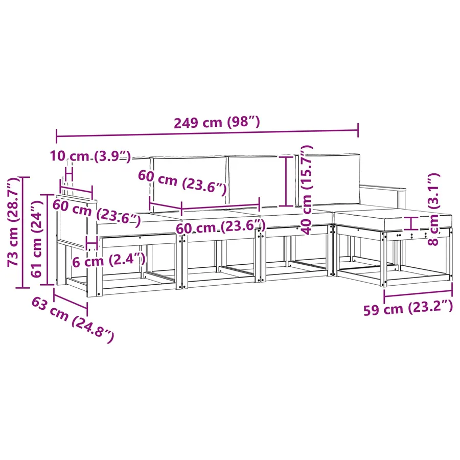 Ensemble de canapés d'extérieur 5 pcs Naturel et Crème - 6