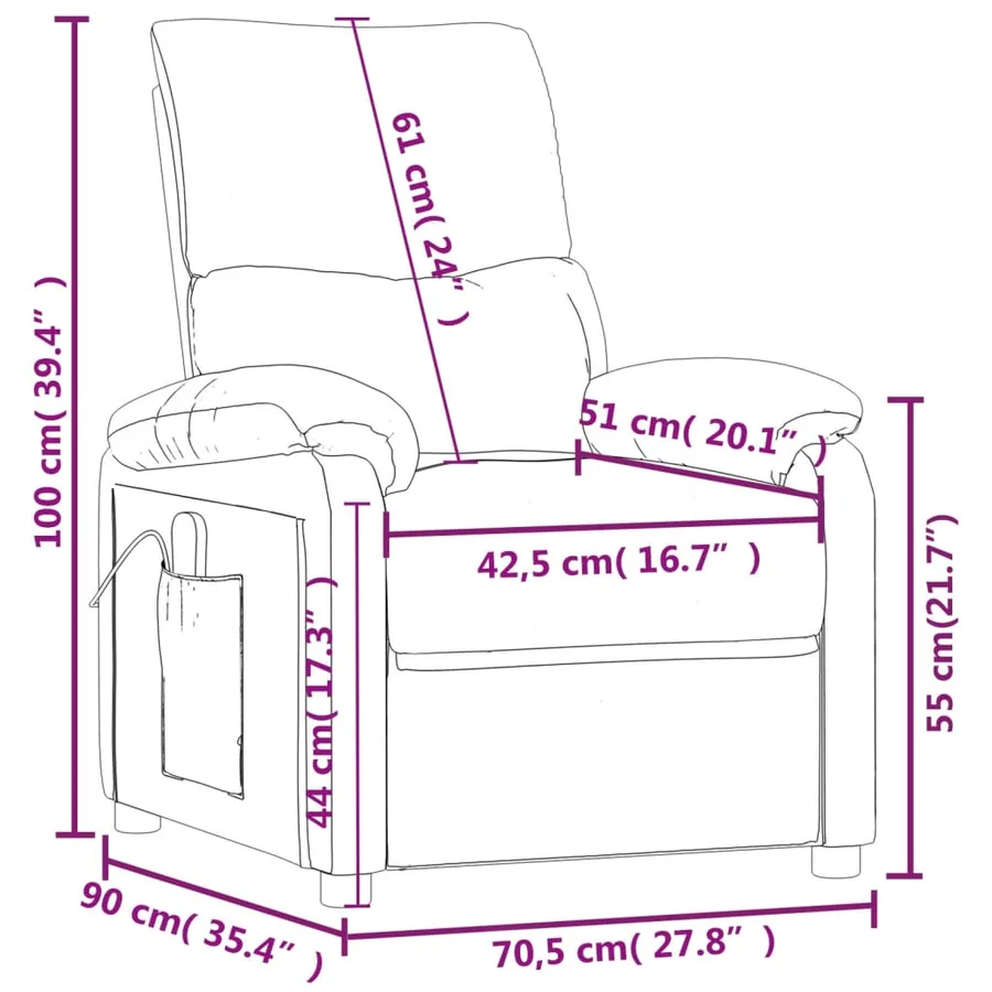Fauteuil inclinable électrique Taupe Tissu - 12