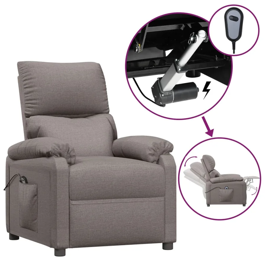 Fauteuil inclinable électrique Taupe Tissu - 2