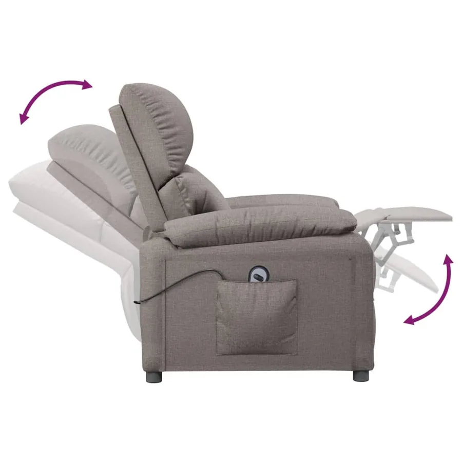 Fauteuil inclinable électrique Taupe Tissu - 7