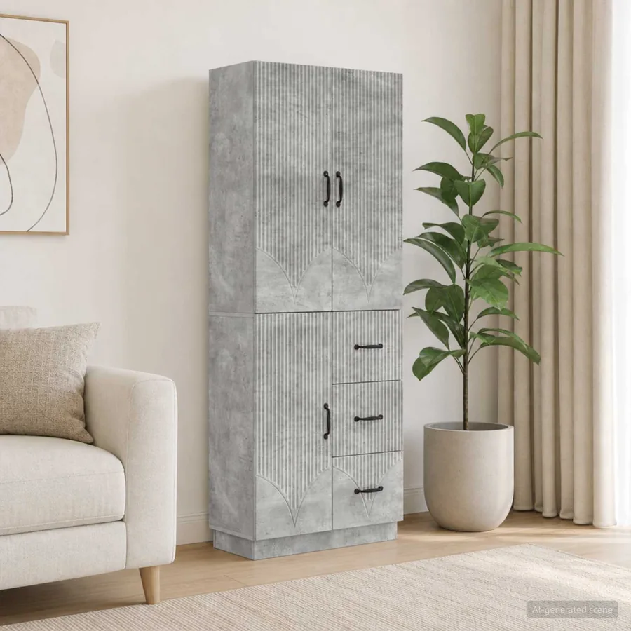 Ensemble de Meubles 2 pcs Gris béton Bois d'ingénierie