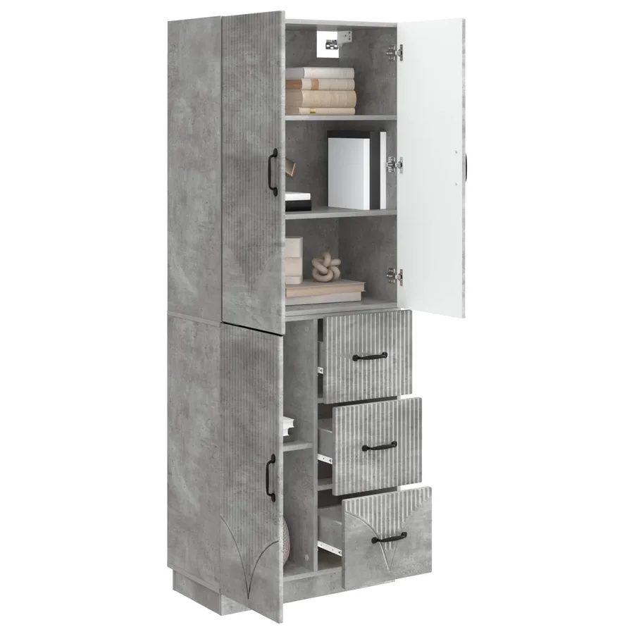 Ensemble de Meubles 2 pcs Gris béton Bois d'ingénierie - 3