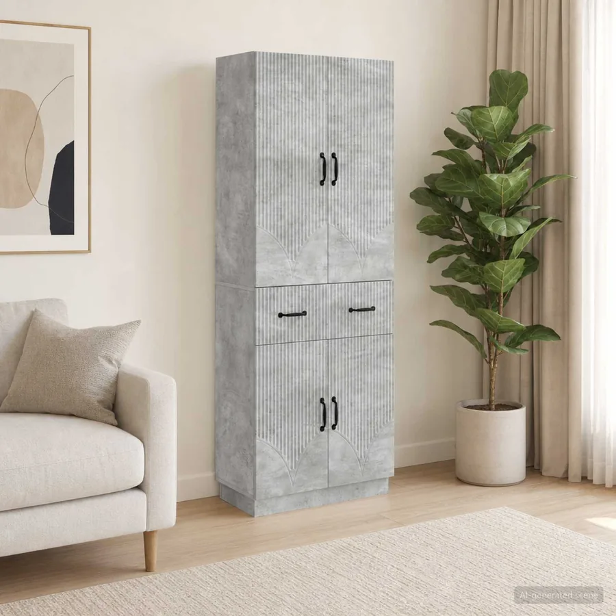 Ensemble de Meubles 2 pcs Gris béton Bois d'ingénierie