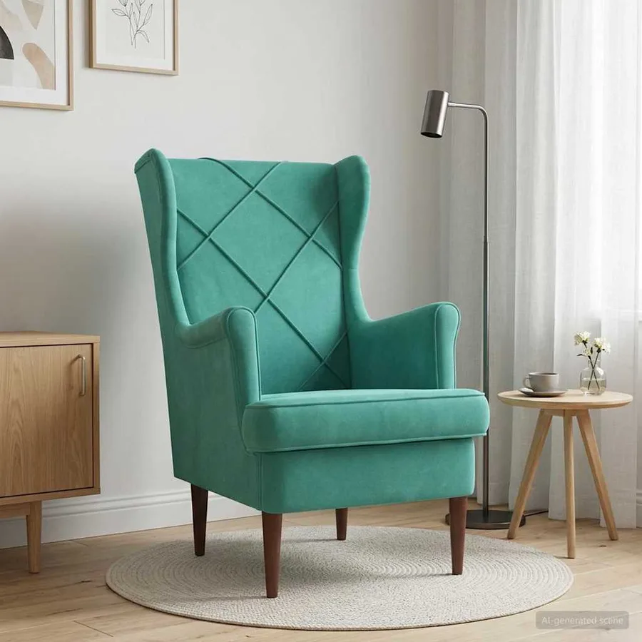 Fauteuil Turquoise Velours - 3