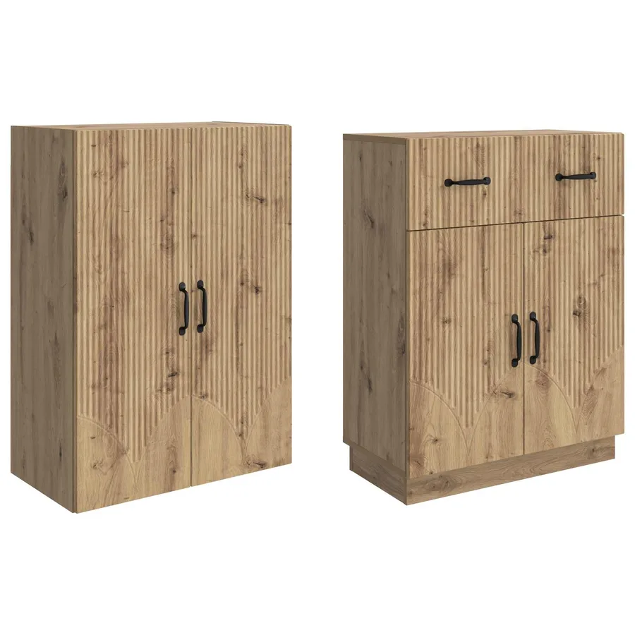 Ensemble de Meubles 2 pc Chêne artisanal Bois d'ingénierie - 4