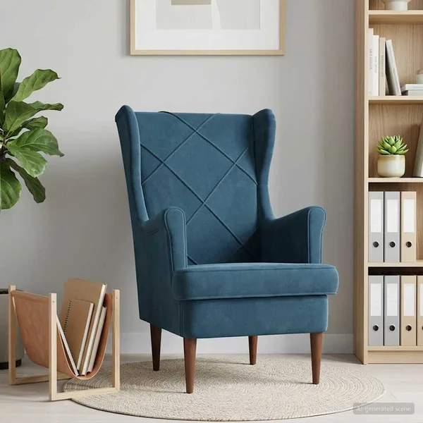 Fauteuil Bleu Velours