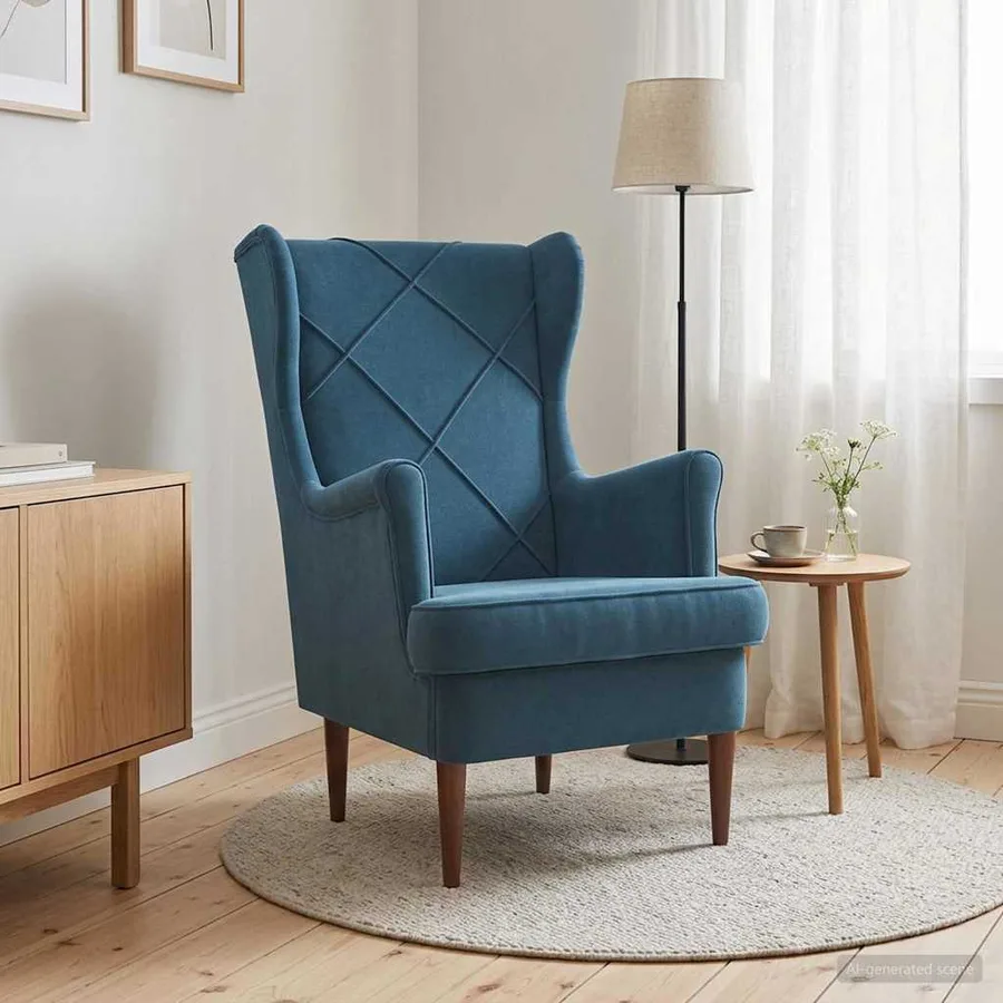 Fauteuil Bleu Velours - 3